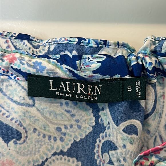 Lauren Ralph Lauren Royal Blue Paisley Print Sleeveless Summer Sundress Sz Small - Picture 6 of 7